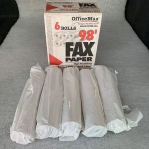 5 Rolls Office Max 8 1/2” / 1/2” Core High Sensitivity Fax Paper Rolls *New, ope